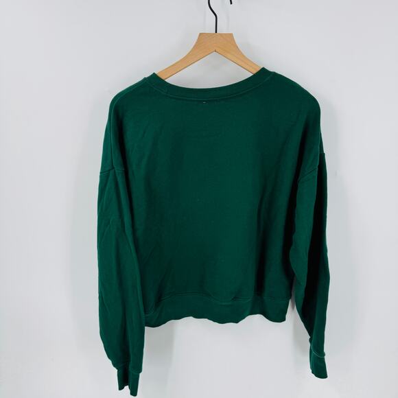 Anthropologie Maeve Happy Hour Graphic Sweatshirt Dark Green Size Small - Picture 3 of 8